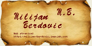 Milijan Berdović vizit kartica